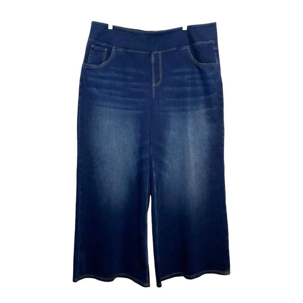 Halara Flex Denim Jeans Womens 2X Blue Medium Wash Relaxed Wide Leg Stretch Plus